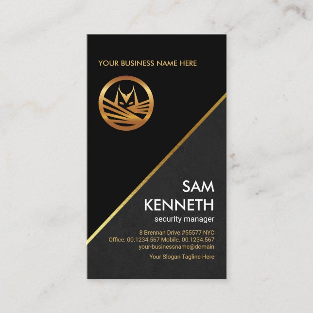 Stylish Gold Phantom Grey Grunge Texture Security Business Card (Front)