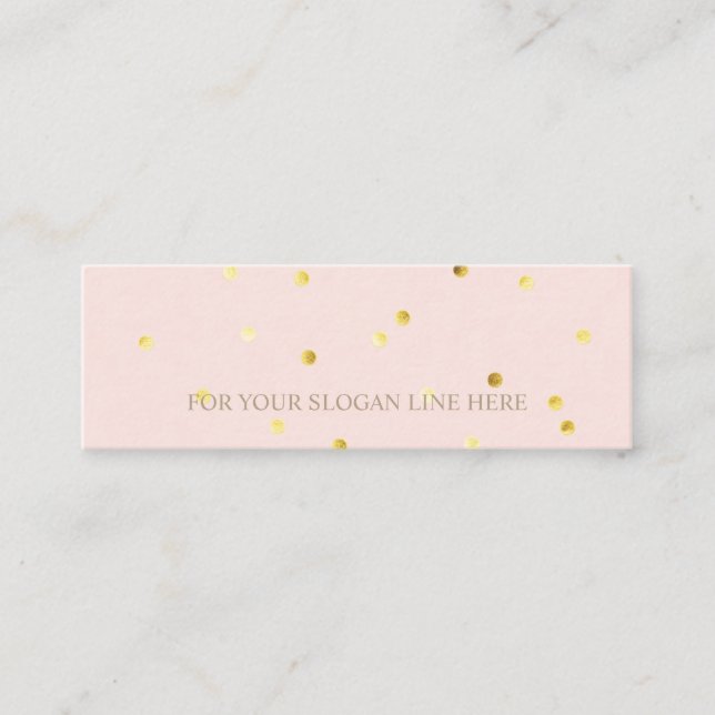 Stylish Gold Polka Pattern Pink Mini Business Card (Front)