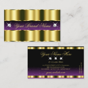 Stylish Gold Purple Black Sparkle Jewels Glamourou Business Card