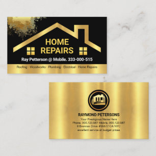 Stylish Gold Roof Paint Splatter Business Card