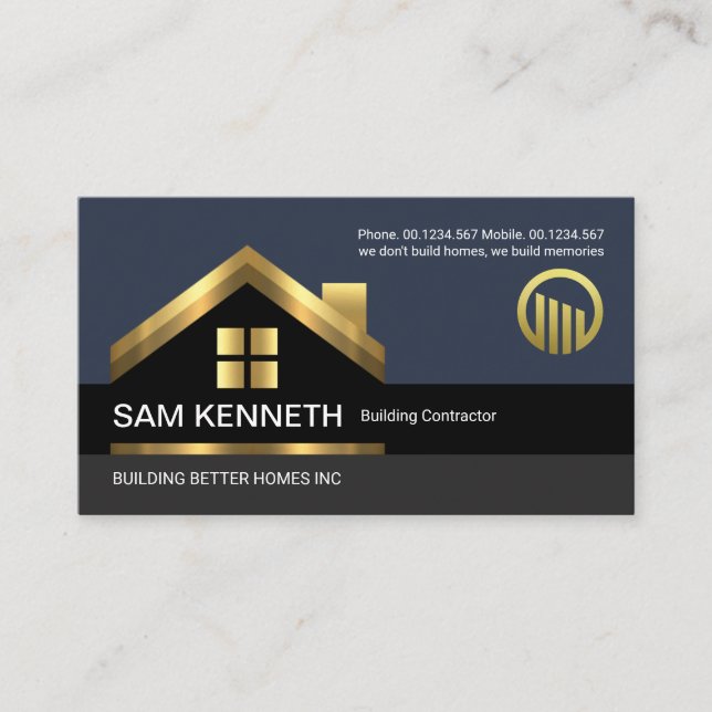 Stylish Gold Rooftop Building Construction Builder Business Card (Front)
