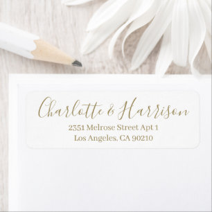 Stylish gold script modern chic elegant wedding return address label