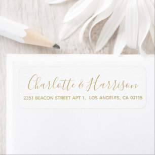 Stylish gold script simple elegant chic wedding return address label