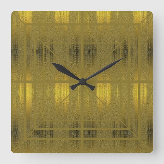 Stylish Gold Square Wall Clock (Front)
