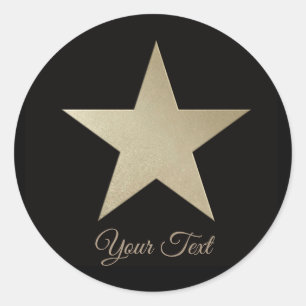 stylish gold star foil glitter sparkle classic round sticker