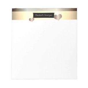 Stylish Gold Stripes Frame Hearts Notepad