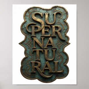 Stylish Gold SUPER NATURAL Text Design Poster