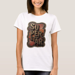 Stylish Gold SUPERSTAR Design T-Shirt