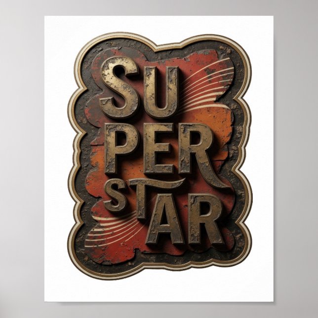 Stylish Gold SUPERSTAR Poster (Front)