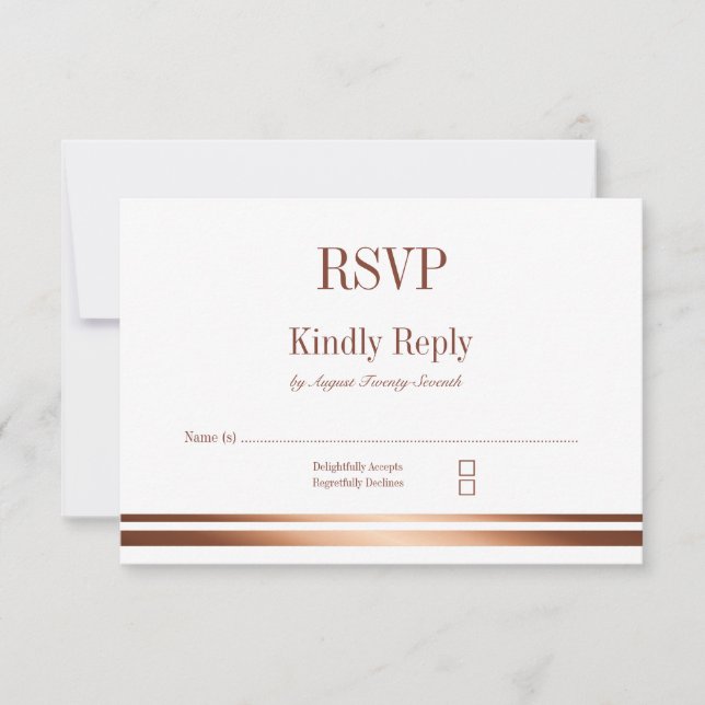 Stylish Gold Text Wedding RSVP Card (Front)