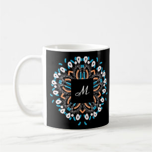 Stylish Gold Torquoise Mandala Monogram Coffee Mug