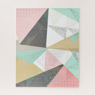 Stylish gold triangles geometric design jigsaw puzzle