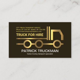 Stylish Gold Truck Frame Cargo Haulage Business Card
