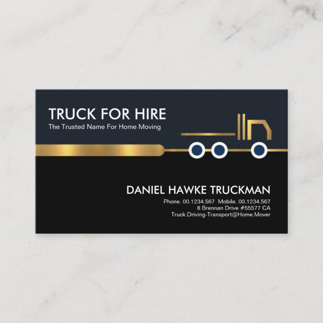 Stylish Gold Truck Transport Border Business Card (Front)