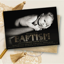 Stylish Gold Typography Elegant Chic Baptism Photo
