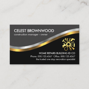 Stylish Gold Wave Handyman Repairs Business Card