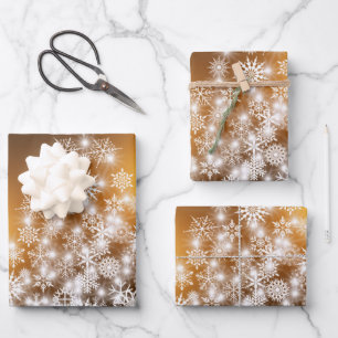 Stylish Gold White Christmas Tree Wrapping Paper Sheet