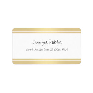 Stylish Gold White Handwritten Name Simple Modern Label