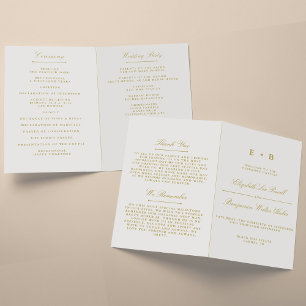 Stylish Gold & White Wedding Program Template
