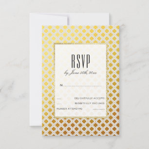 Stylish Gold & White Wedding RSVP Card