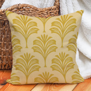 Stylish Gold Yellow Art Deco Fan Motif  Cushion