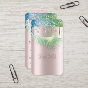 Stylish  Golde Rose Glitter Drips Eyelashes Business Card