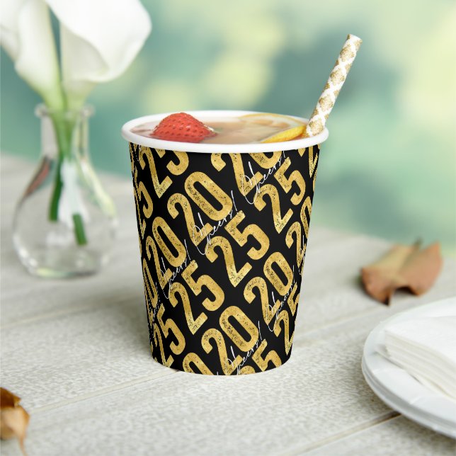 Stylish Golden 2025 Cheers Modern New Year Party Paper Cups (Insitu)