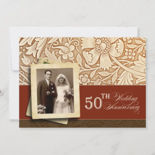 stylish golden 50th anniversary photo invitations