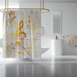 Stylish Golden Harmony Musical Chaos Ivory Shower Curtain