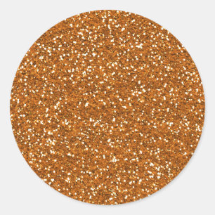 Stylish Golden Orange Glitter Classic Round Sticker