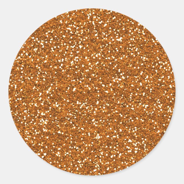 Stylish Golden Orange Glitter Classic Round Sticker (Front)
