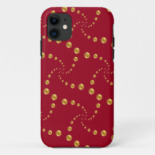 Stylish golden polka dots on burgundy red iPhone 11 case