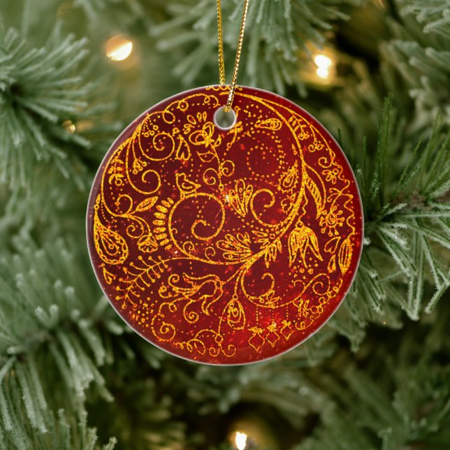 Stylish Golden-Red Ornament (Tree)
