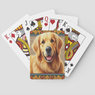 Stylish Golden Retriever Dog Colourful Frame Playing Cards
