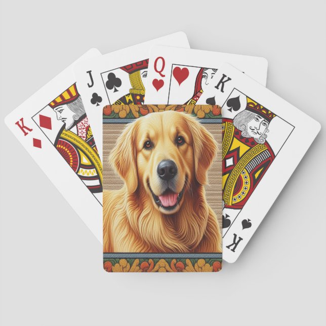 Stylish Golden Retriever Dog Colourful Frame Playing Cards (Back)
