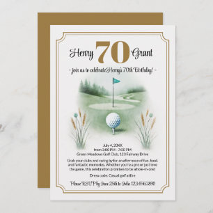 Stylish Golf 70th Birthday Invitations 