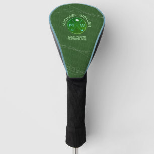 stylish golfer logo on green golf head cover