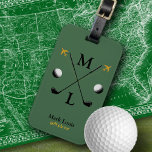 Stylish golfplayer's monogrammed luggage tag<br><div class="desc">An elegant and customisable logo for the golf player to use when travelling by plane. A luggage tag with a name is important for several practical reasons when travelling. Firstly, it serves as a quick and easy way to identify your luggage among the sea of similar bags at airports, bus...</div>