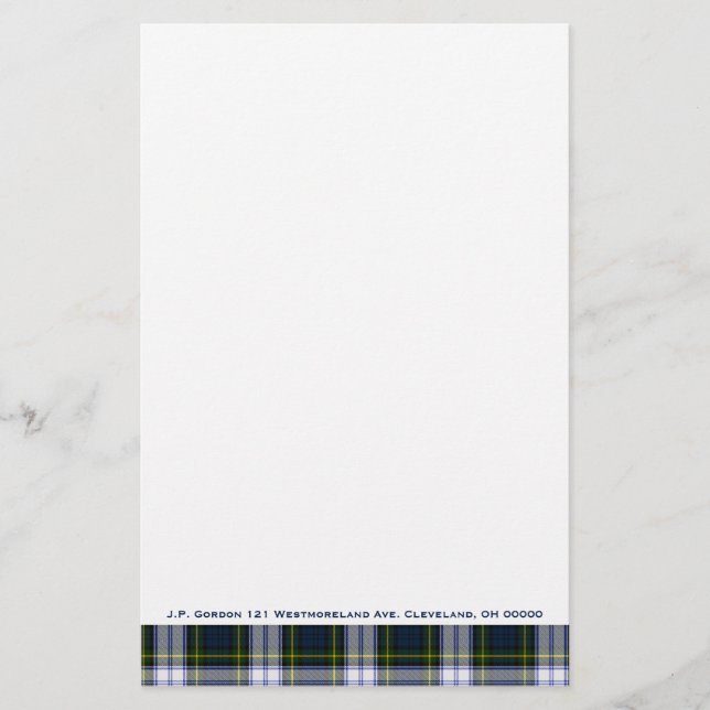 Stylish Gordon Dress Plaid Custom Stationery (Front)