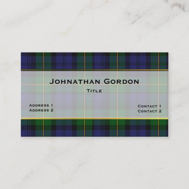 Stylish Gordon Plaid Custom Business Card (Front)