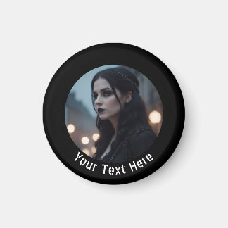 Stylish Gothic Black Emo Personalised Photo Text Magnet
