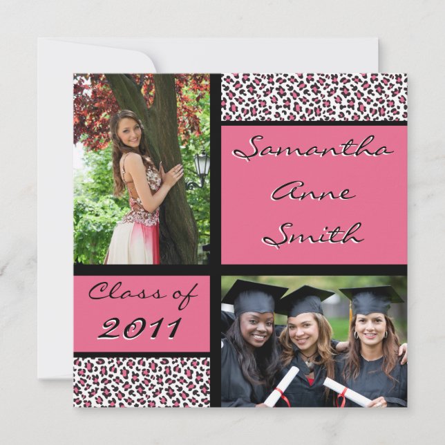 Stylish Grad Announcement / Invitation - Leopard (Front)