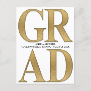 Stylish Grad Announcement Invitation White Gold