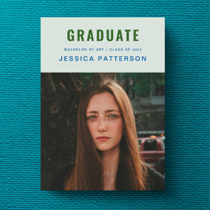 Stylish Graduate Golden mint Editable Graduation Announcement