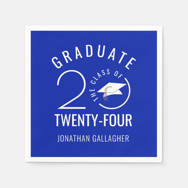Stylish Graduate Royal Blue Class Year Typography Napkin (Front)