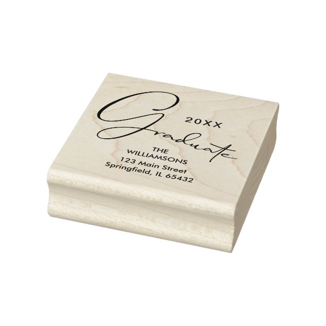 Stylish Graduate Script Return Address Rubber Stamp (Stamp)