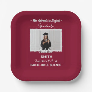 Stylish Graduation Party Paper Plates, Custom Name Plate