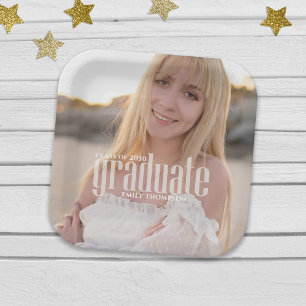 Stylish Graduation Photo Collage Party Design Paper Plate