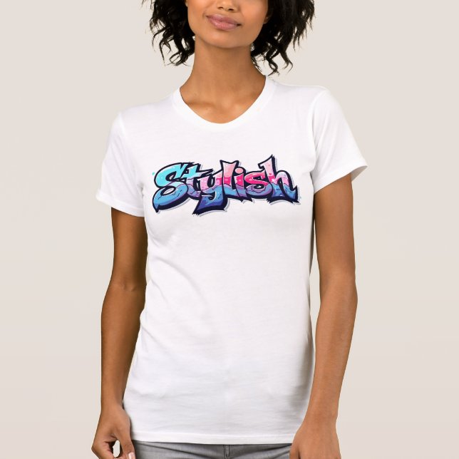 Stylish Graffiti Text Art T-Shirt (Front)