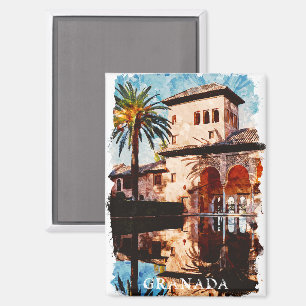 Stylish Granada Spain Alhambra Travel Magnet